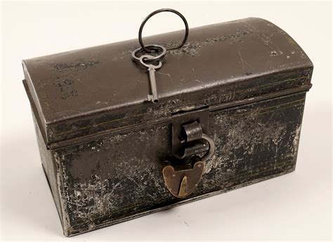 ornate antique metal box with key|Antique Metal Box With Key .